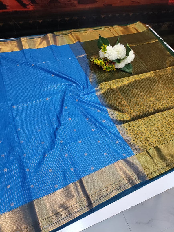 Artificial Naar Pattu Zari Saree with Contrast Blouse for Wedding Wear