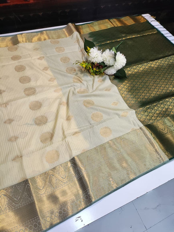 Artificial Naar Pattu Zari Saree with Contrast Blouse for Wedding Wear
