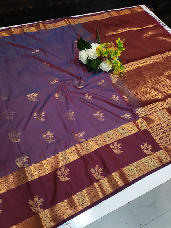 Artificial Naar Pattu Zari Saree with Contrast Blouse for Wedding Wear