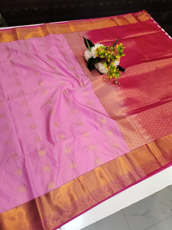 Artificial Naar Pattu Zari Saree with Contrast Blouse for Wedding Wear
