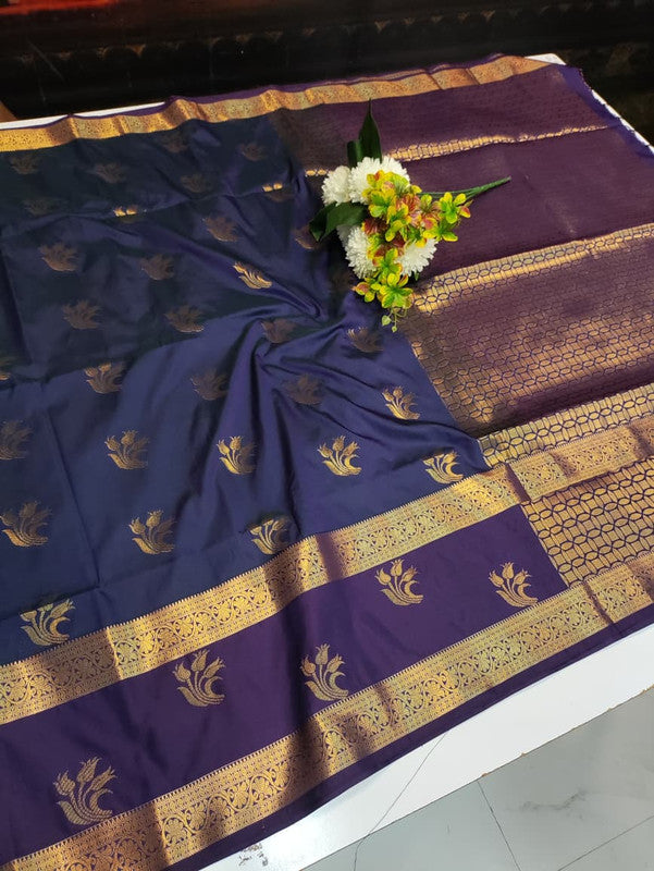 Artificial Naar Pattu Zari Saree with Contrast Blouse for Wedding Wear