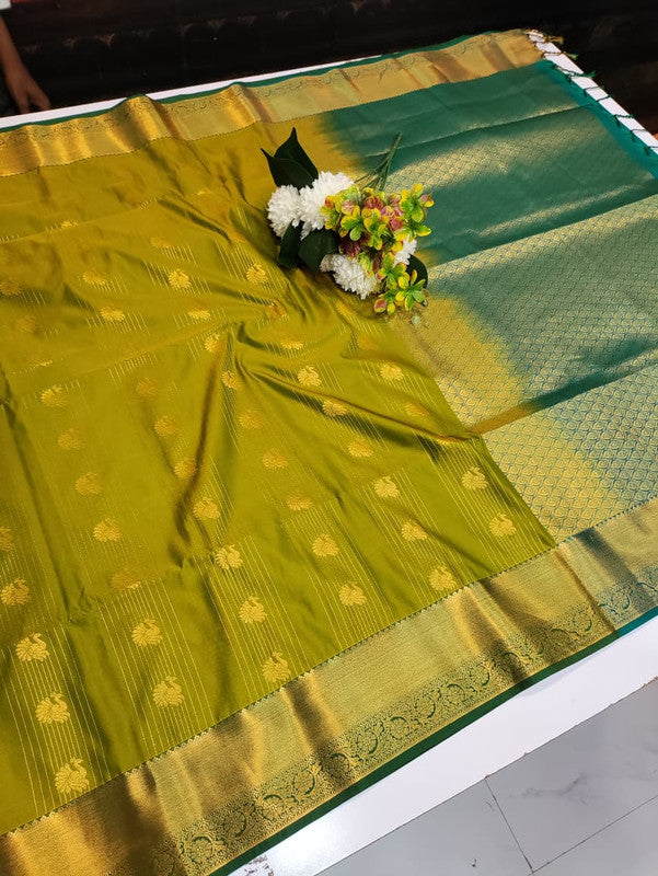 Artificial Naar Pattu Zari Saree with Contrast Blouse for Wedding Wear