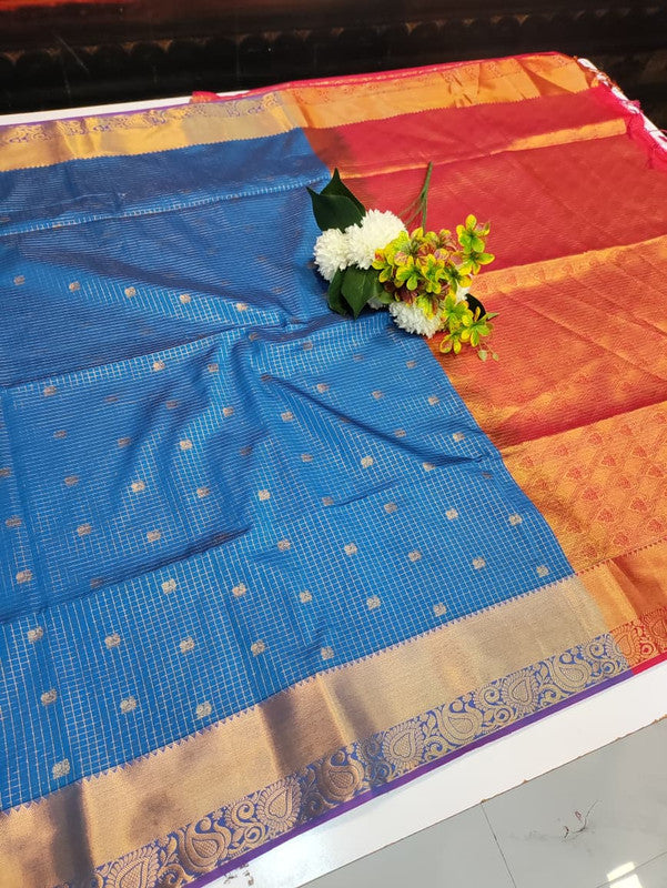 Artificial Naar Pattu Zari Saree with Contrast Blouse for Wedding Wear