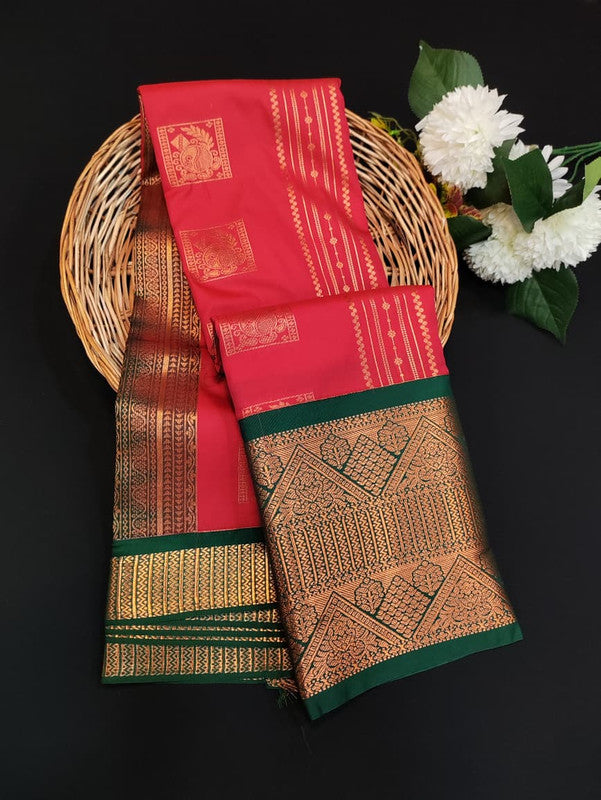 Sundari Semi Silk Saree with elegant zari work for wedding wear