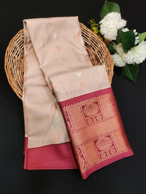 Sundari Semi Silk Saree with elegant zari work for wedding wear
