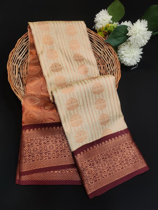 Sundari Semi Silk Saree with elegant zari work for wedding wear