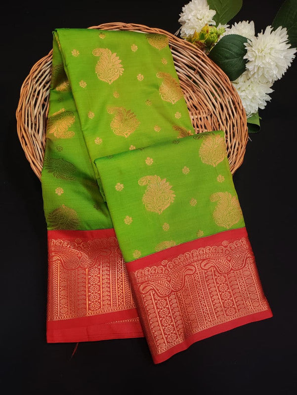 Sundari Semi Silk Saree with elegant zari work for wedding wear