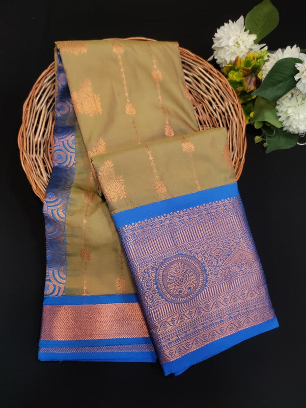 Sundari Semi Silk Saree with elegant zari work for wedding wear