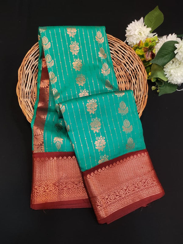 Sundari Semi Silk Saree with elegant zari work for wedding wear