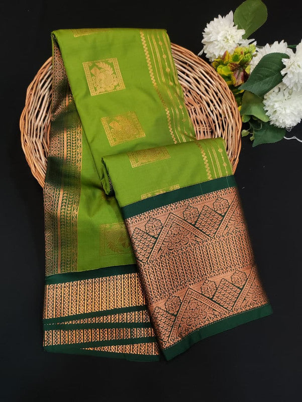 Sundari Semi Silk Saree with elegant zari work for wedding wear
