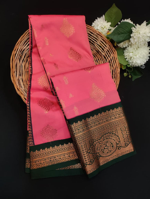 Sundari Semi Silk Saree with elegant zari work for wedding wear