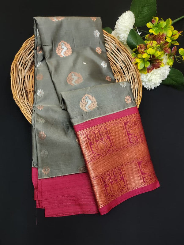Sundari Semi Silk Saree with elegant zari work for wedding wear