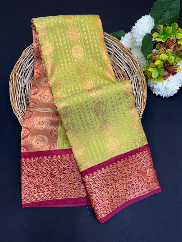 Sundari Semi Silk Saree with elegant zari work for wedding wear