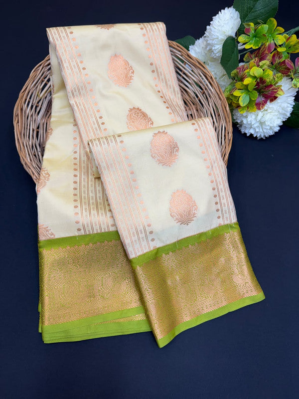 Sundari Semi Silk Saree with elegant zari work for wedding wear