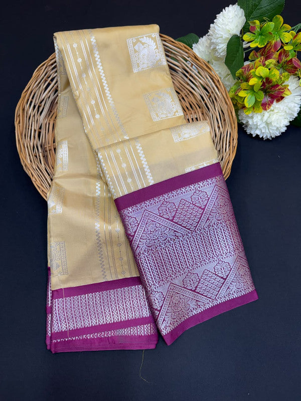 Sundari Semi Silk Saree with elegant zari work for wedding wear