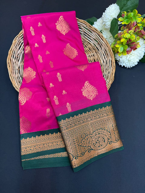 Sundari Semi Silk Saree with elegant zari work for wedding wear