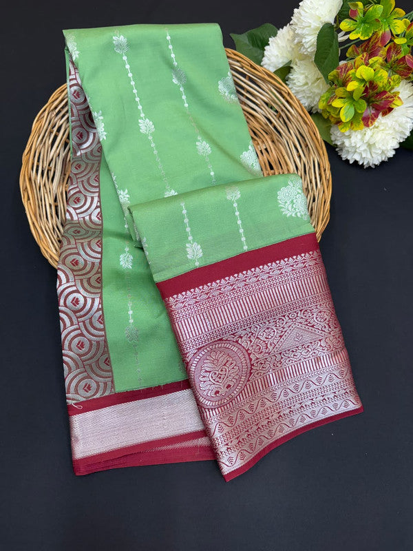 Sundari Semi Silk Saree with elegant zari work for wedding wear