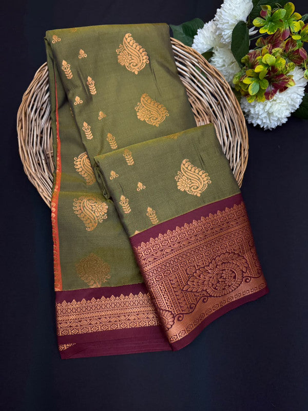 Sundari Semi Silk Saree with elegant zari work for wedding wear