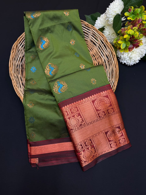Sundari Semi Silk Saree with elegant zari work for wedding wear