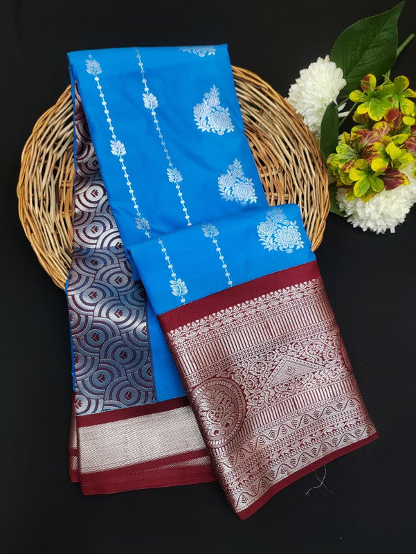 Sundari Semi Silk Saree with elegant zari work for wedding wear