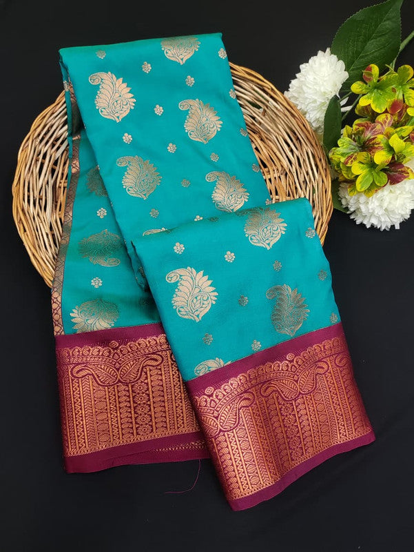 Sundari Semi Silk Saree with elegant zari work for wedding wear
