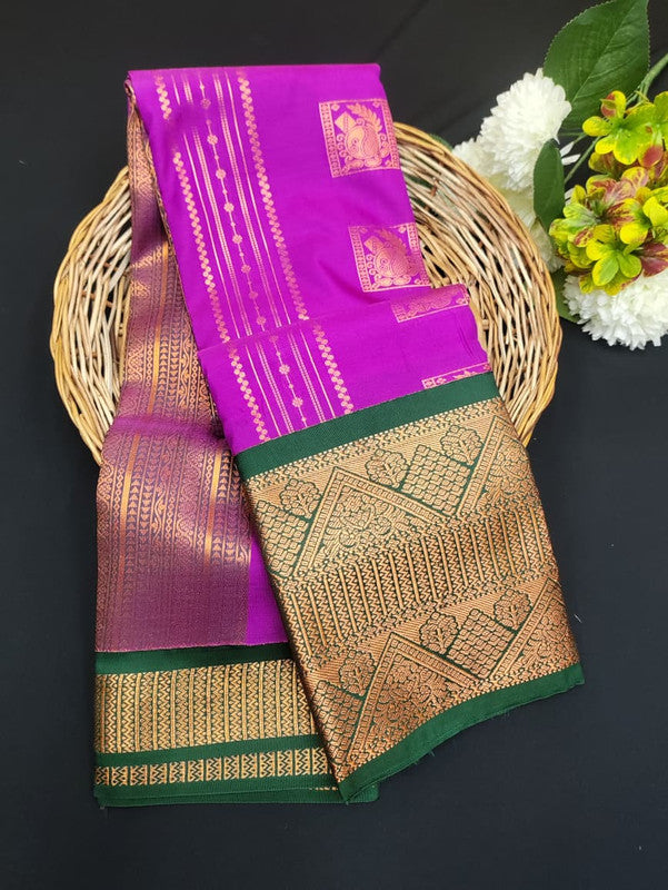 Sundari Semi Silk Saree with elegant zari work for wedding wear