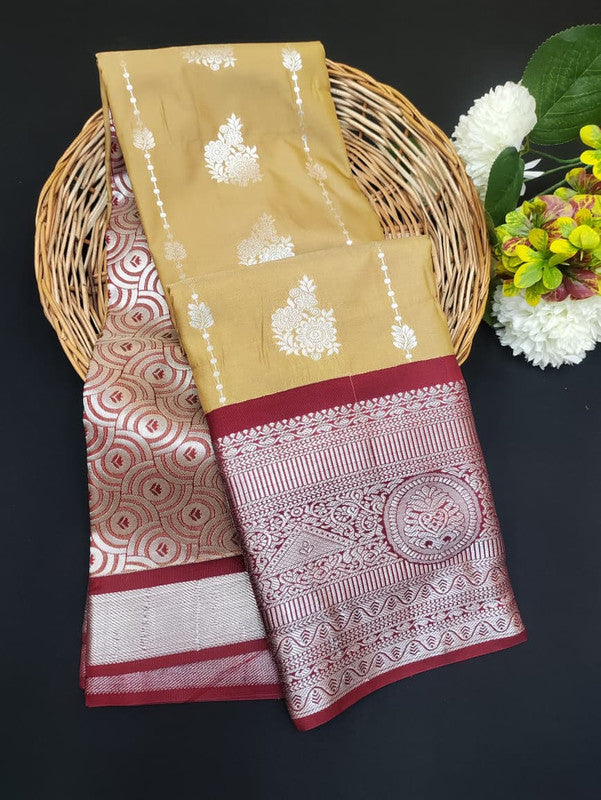 Sundari Semi Silk Saree with elegant zari work for wedding wear