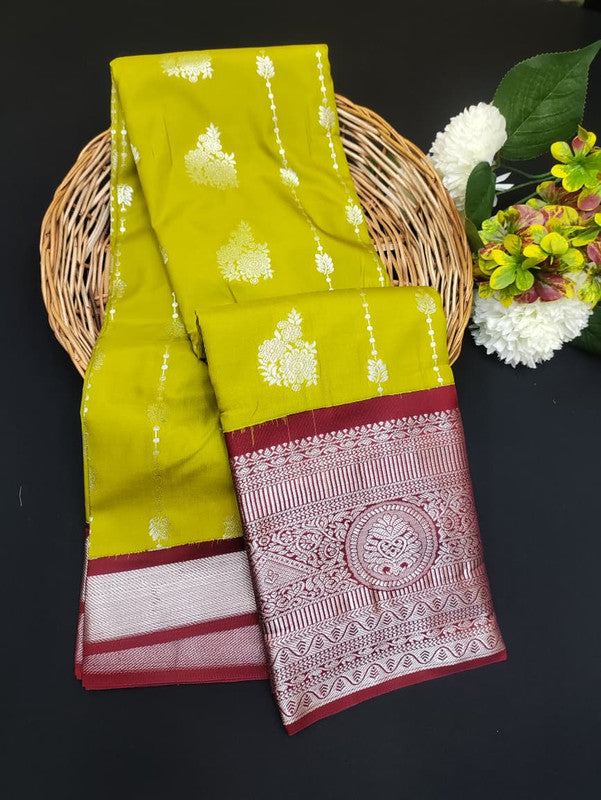 Sundari Semi Silk Saree with elegant zari work for wedding wear