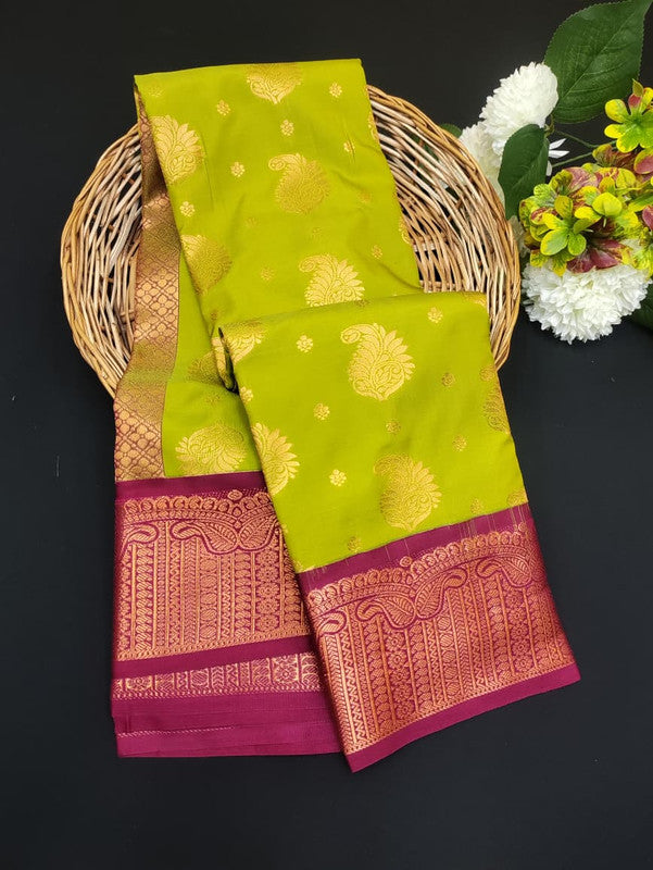 Sundari Semi Silk Saree with elegant zari work for wedding wear