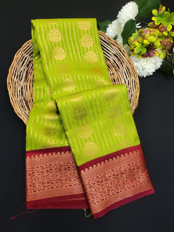 Sundari Semi Silk Saree with elegant zari work for wedding wear