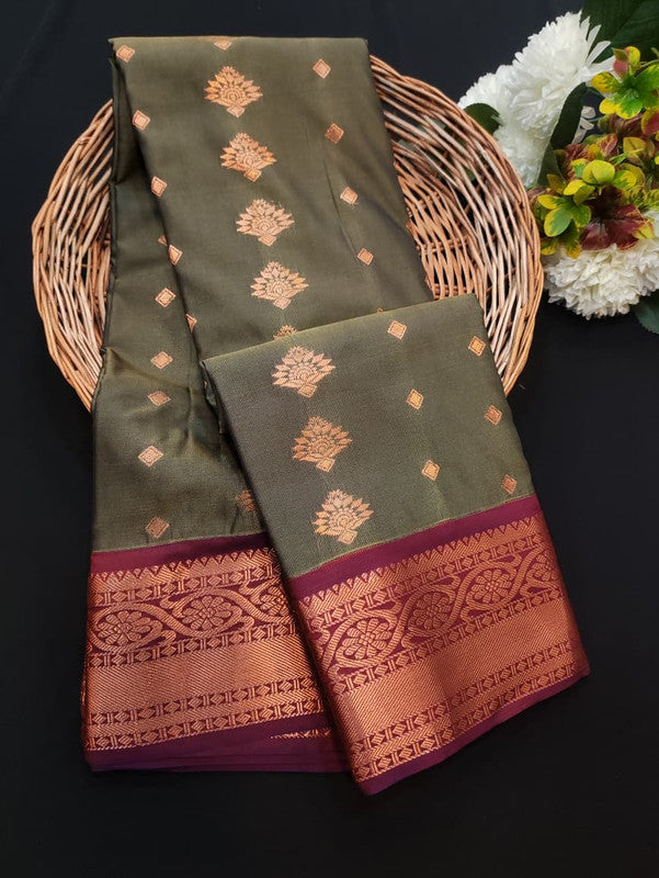 Sundari Semi Silk Saree with elegant zari work for wedding wear
