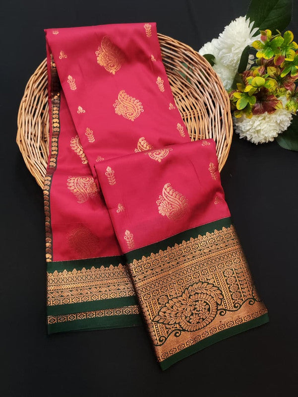 Sundari Semi Silk Saree with elegant zari work for wedding wear