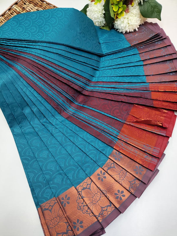 Premium Poontamil Soft Silk Saree with Jacquard Blouse for Festival Wear