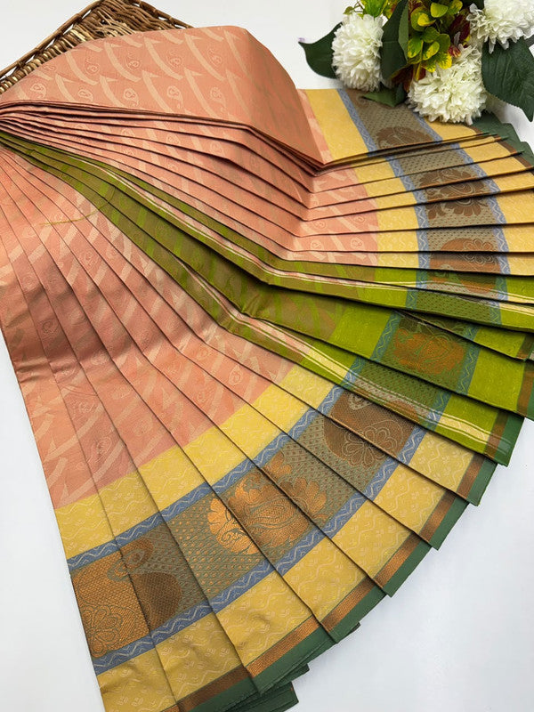 Premium Poontamil Soft Silk Saree with Jacquard Blouse for Festival Wear