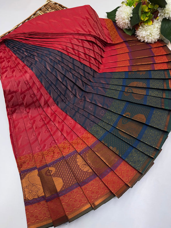Premium Poontamil Soft Silk Saree with Jacquard Blouse for Festival Wear