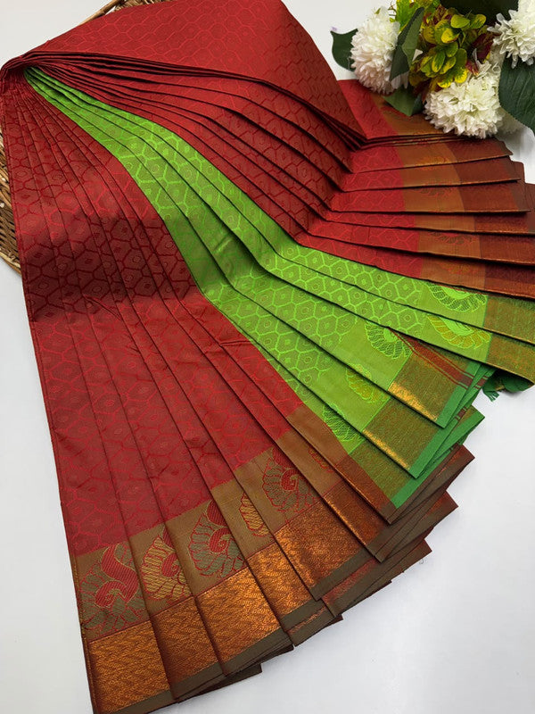 Premium Poontamil Soft Silk Saree with Jacquard Blouse for Festival Wear
