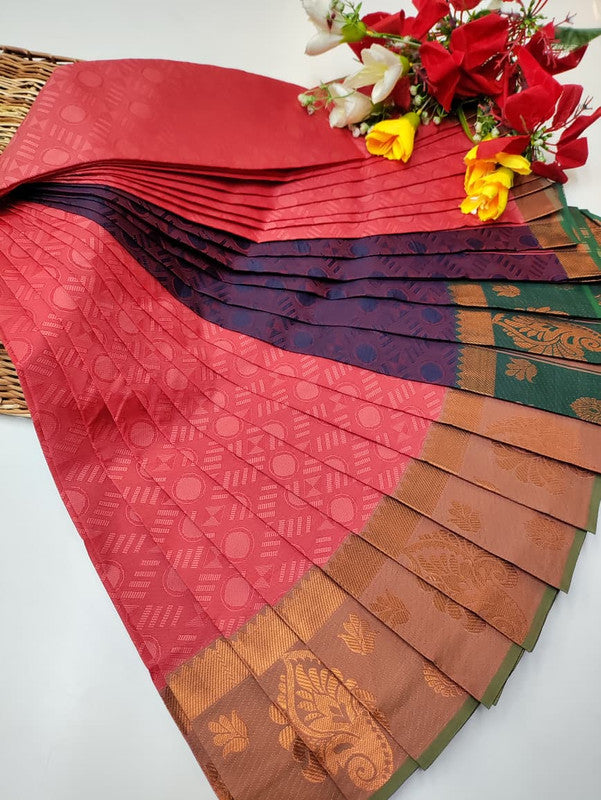 Premium Poontamil Soft Silk Saree with Jacquard Blouse for Festival Wear