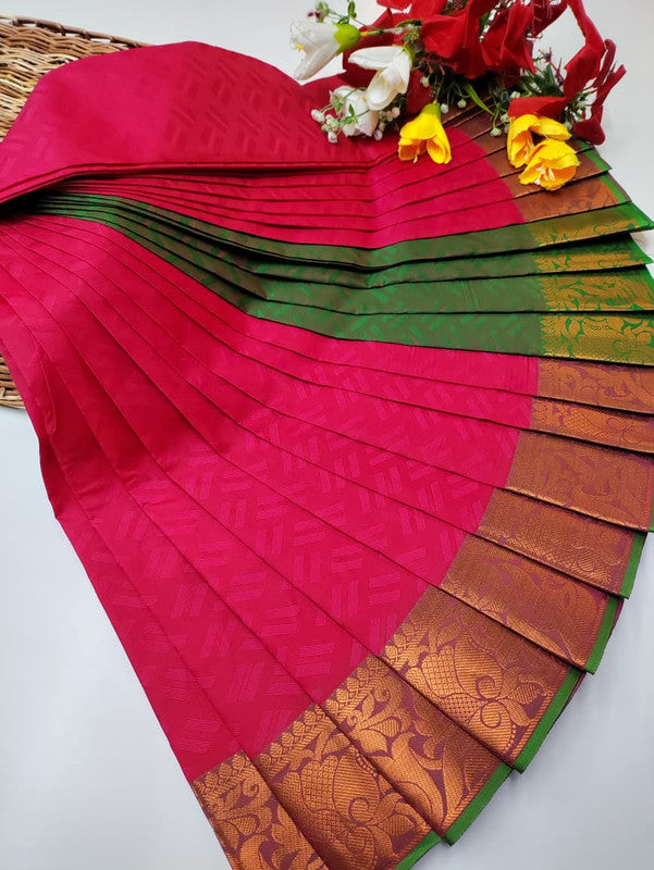 Premium Poontamil Soft Silk Saree with Jacquard Blouse for Festival Wear