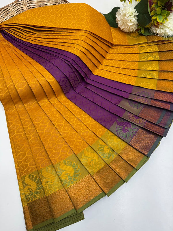 Premium Poontamil Soft Silk Saree with Jacquard Blouse for Festival Wear