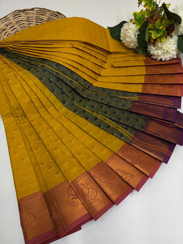 Premium Poontamil Soft Silk Saree with Jacquard Blouse for Festival Wear