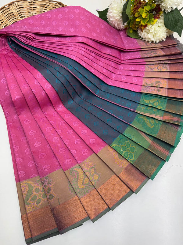 Premium Poontamil Soft Silk Saree with Jacquard Blouse for Festival Wear
