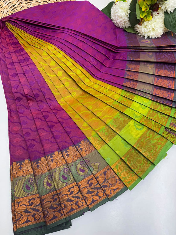 Premium Poontamil Soft Silk Saree with Jacquard Blouse for Festival Wear