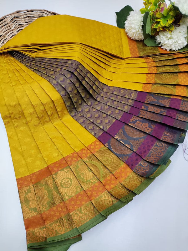 Premium Poontamil Soft Silk Saree with Jacquard Blouse for Festival Wear