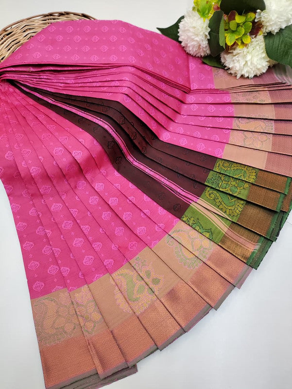Premium Poontamil Soft Silk Saree with Jacquard Blouse for Festival Wear