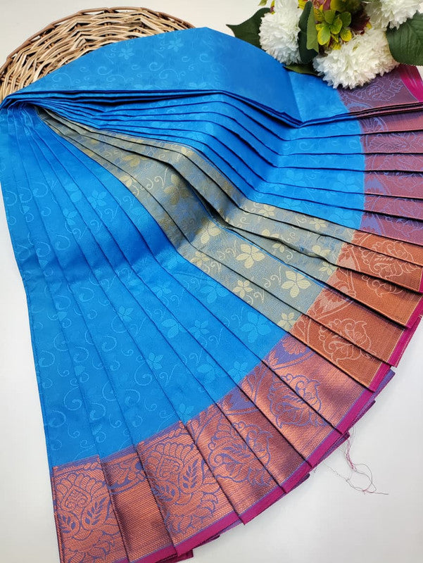 Premium Poontamil Soft Silk Saree with Jacquard Blouse for Festival Wear