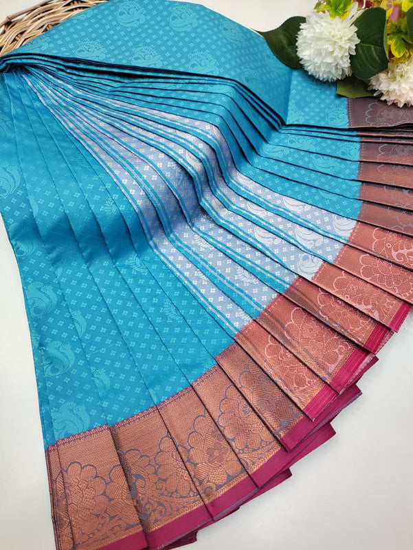 Premium Poontamil Soft Silk Saree with Jacquard Blouse for Festival Wear