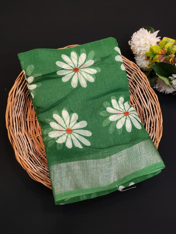 Flower Soft Linen Saree | Elegant Saree|Take 5 Saree Each saree Rs.199/ FL06