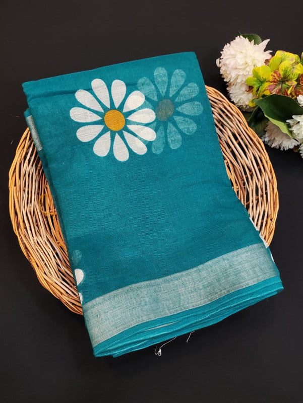 Flower Soft Linen Saree | Elegant Saree|Take 5 Saree Each saree Rs.199/ FL12