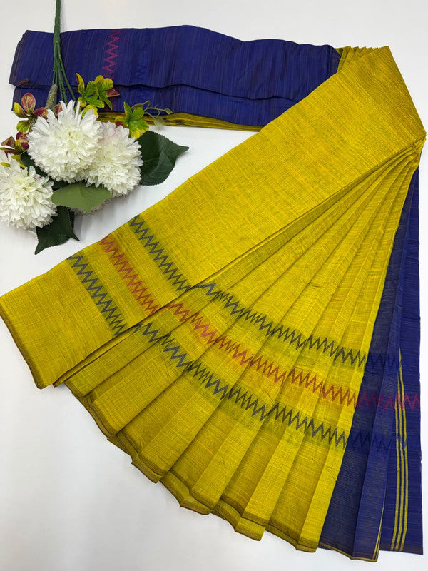 Dyed Cotton Saree | Zari Border & Plain Blouse | DC24