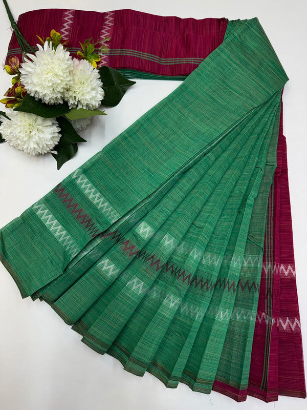 Dyed Cotton Saree | Zari Border & Plain Blouse | DC16